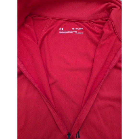 Women’s Under Armour Fitted Cold Gear Long Sleeve Red Half Zip Front Top XS - Picture 5 of 9